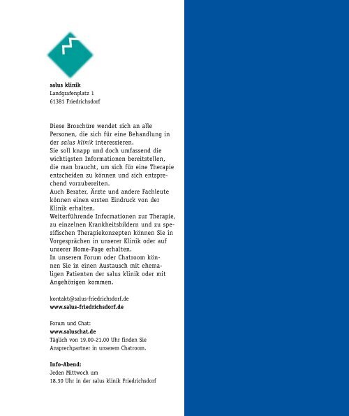 Informationen zur Klinik für Suchtkrankheiten - salus kliniken GmbH