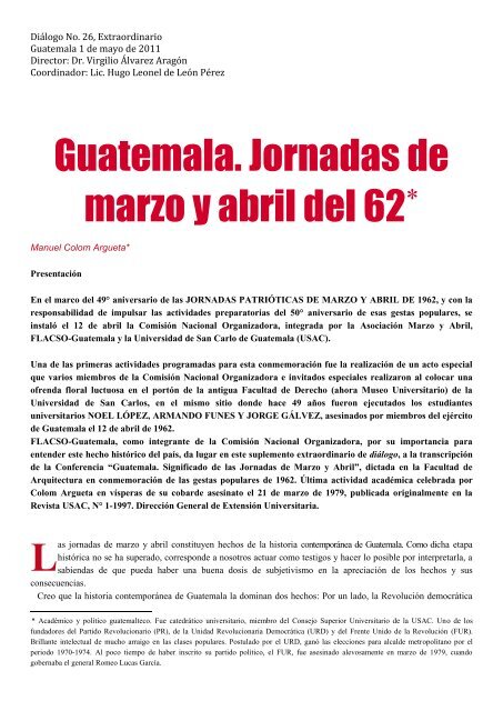 Guatemala. El significado de las jornadas de marzo y abril