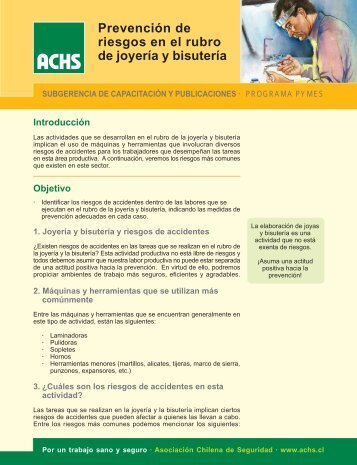 Prevención de riesgos en el rubro de joyería y bisutería - ACHS