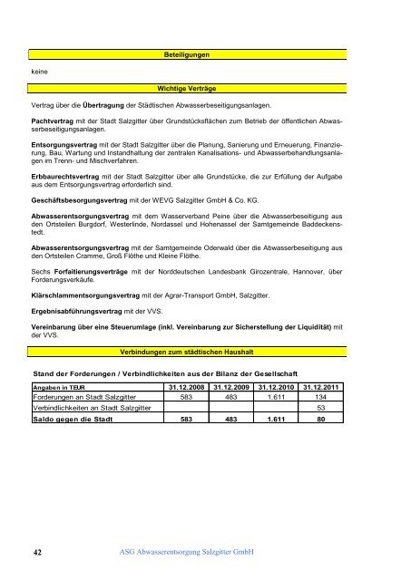 Beteiligungsbericht der Stadt Salzgitter