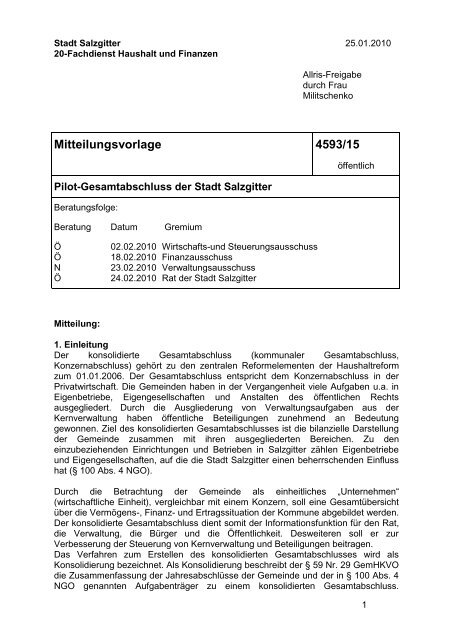 Mitteilungsvorlage 4593/15 zum Gesamtabschluss - Stadt Salzgitter