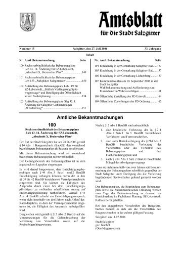 Amtliche Bekanntmachungen 100 - Stadt Salzgitter