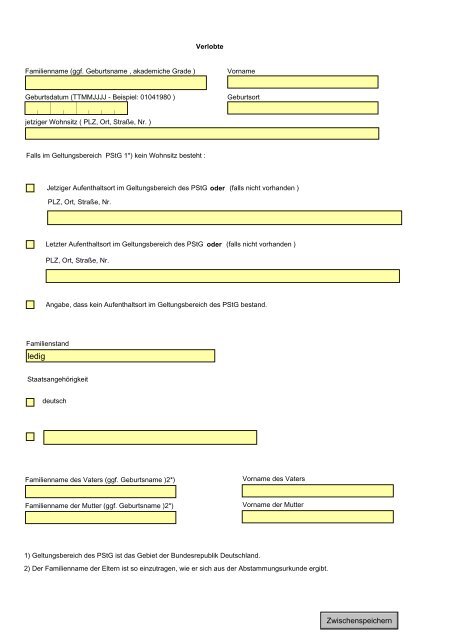 Antrag auf Ausstellung eines Ehefähigkeitszeugnisses zur ...