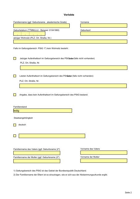 Antrag auf Ausstellung eines Ehefähigkeitszeugnisses zur ...