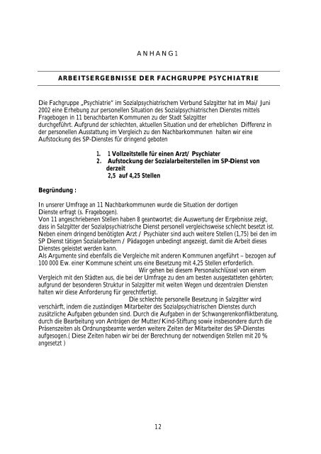 Bedarfsplan Sozialpsychiatrische Versorgung - Stadt Salzgitter