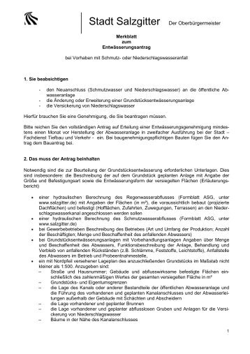 Merkblatt Entwässerungsantrag - Stadt Salzgitter