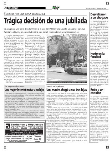 Trágica decisión de una jubilada