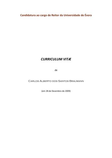 CURRICULUM VITÆ - Universidade de Évora