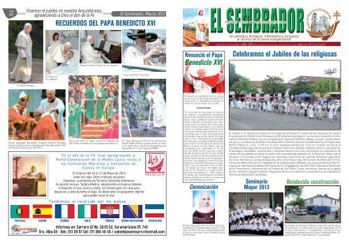 Benedicto XVI Celebramos el Jubileo de las religiosas