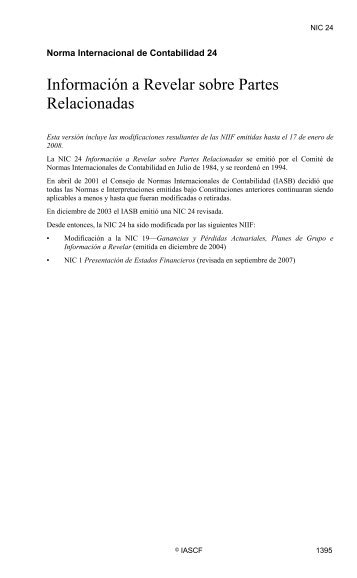 NIC 24. Información a Revelar sobre Partes Relacionadas