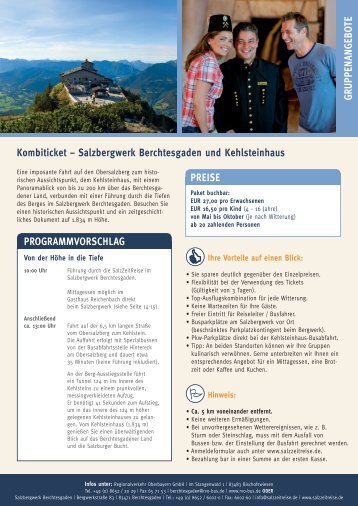 Kombiticket – Salzbergwerk Berchtesgaden und Kehlsteinhaus ...