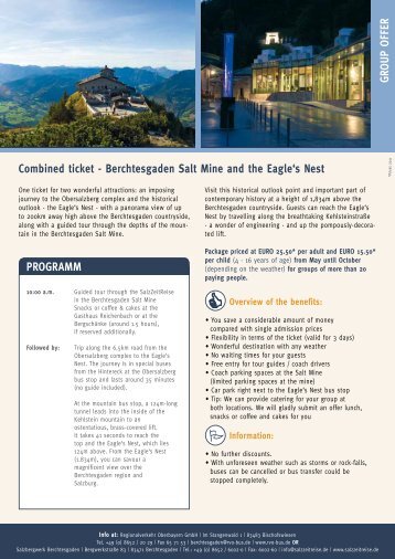 Combined ticket - Berchtesgaden Salt Mine and the Eagle's Nest ...