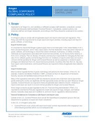 Amgen GLOBAL CORPORATE COMPLIANCE POLICY 1. Scope 2 ...