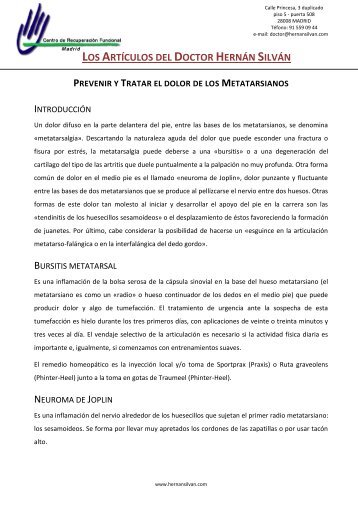 Prevenir y tratar el dolor de metatarsianos. - Dr. Hernán Silván