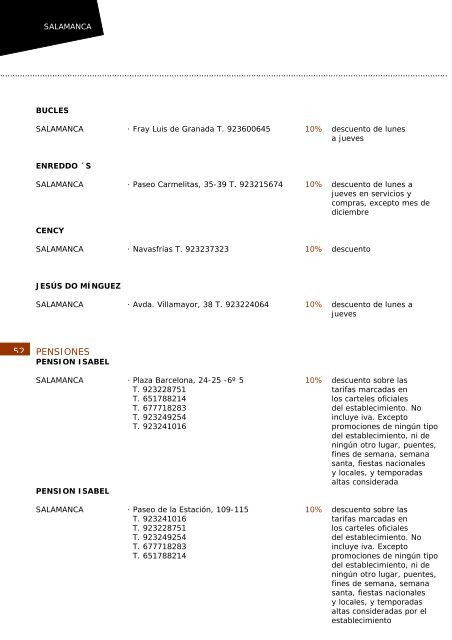 Guía comercial del Carné Universitario - Universidad de Salamanca