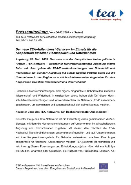 Pressemitteilung - Anwenderzentrum Material- und Umweltforschung