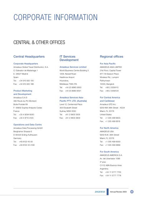 Corporate Information Amadeus