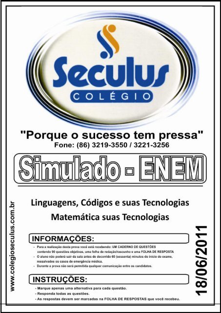 2º Simulado ENEM - Linguagens, Códigos e suas Tecnologias