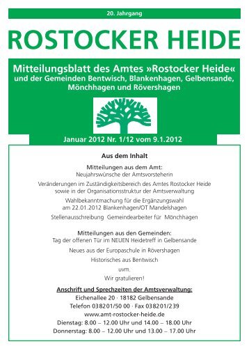 Mitteilungsblatt des Amtes - Amt Rostocker Heide