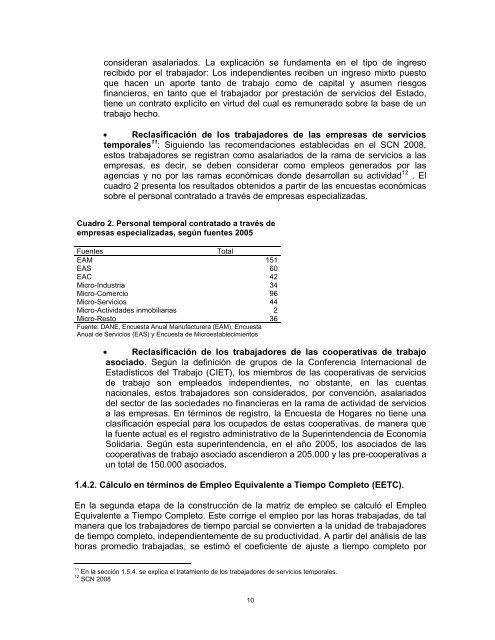 Documento metodológico para la matriz de empleo - Dane