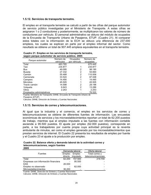 Documento metodológico para la matriz de empleo - Dane