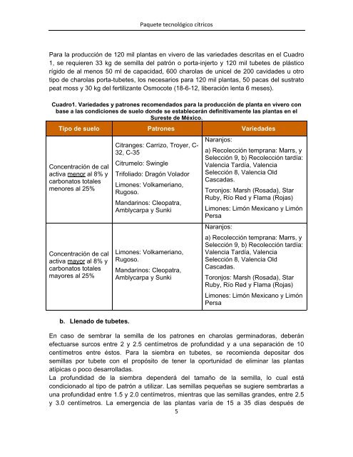 Cítricos Producción de la Planta - Instituto Nacional de ...