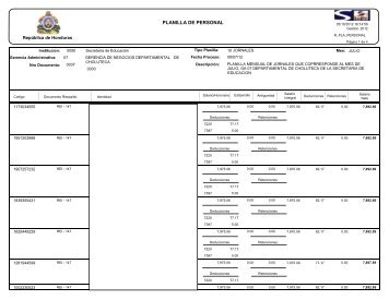 PLANILLA DE PERSONAL - Secretaría de Educación