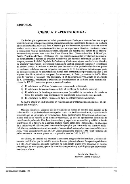 ciencia y «perestroika - Boletines Sociedad de Cerámica y Vidrio ...