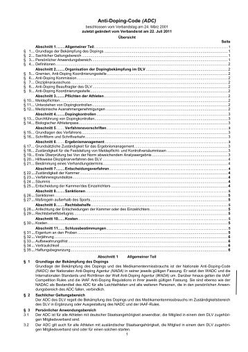 Anti-Doping-Code (ADC) - Deutscher Leichtathletik-Verband