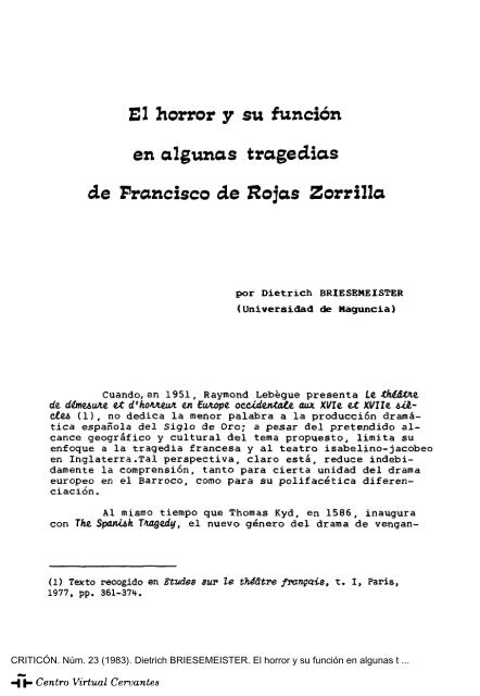 El horror y su función en algunas tragedias de Francisco de Rojas ...