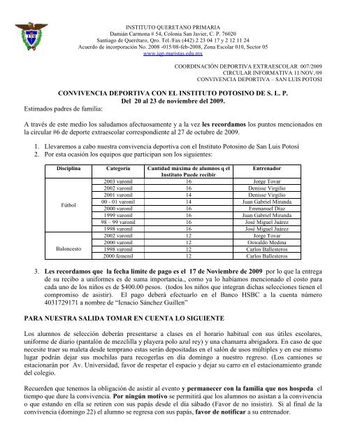 circular 007-2009.pdf - Instituto Queretano Primaria