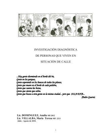 investigación diagnóstica de personas que viven en situación de calle