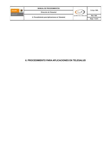 6. procedimiento para aplicaciones en telesalud - Centro Nacional ...