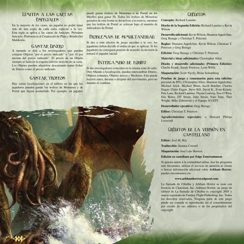 Libro de reglas Arkham Horror [PDF]