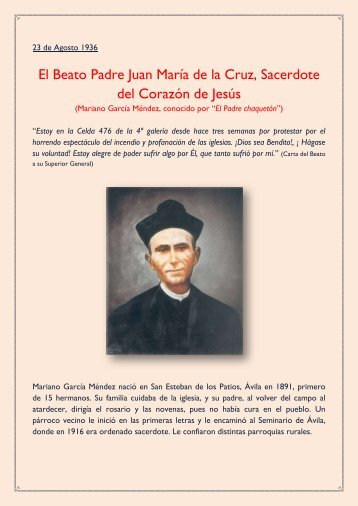 El Beato Padre Juan María de la Cruz, Sacerdote ... - Hispania Martyr