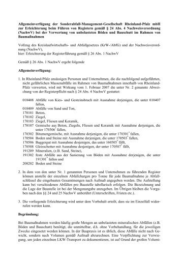 Allgemeinverfügung der Sonderabfall-Management ... - SAM