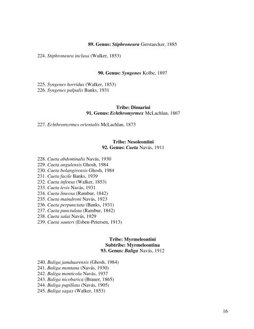 CHECK LIST OF INDIAN NEUROPTERIDS - Zoological Survey of ...