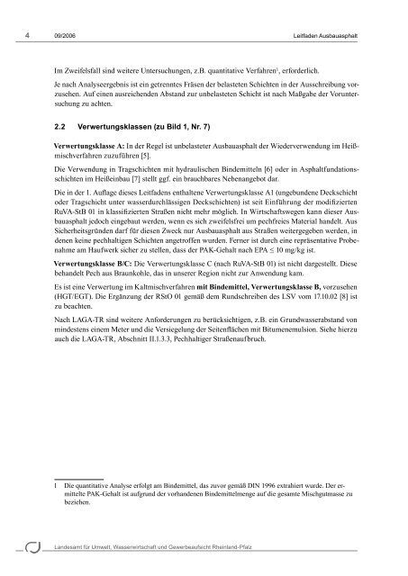 Leitfaden für die Behandlung von Ausbauasphalt - in Rheinland-Pfalz