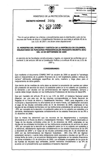 Decreto 3668 de 2009