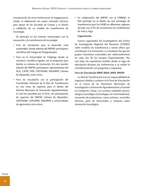 Reporte Anual 2010 - Instituto Nacional de Investigaciones ...
