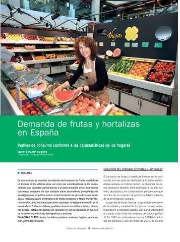 Demanda de frutas y hortalizas en España - Mercasa