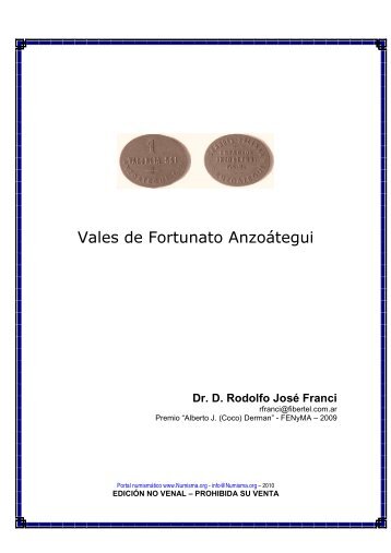 Vales de Fortunato Anzoátegui - Numismática y monedas