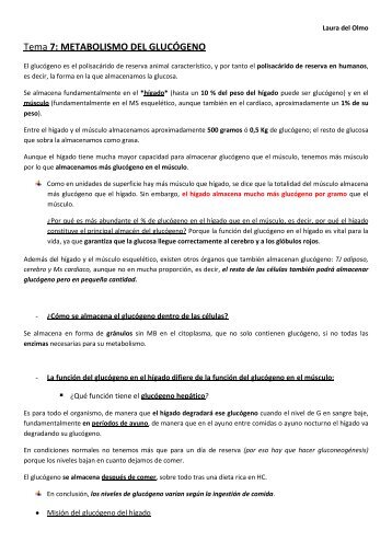 Tema 7: METABOLISMO DEL GLUCÓGENO - VeoApuntes.com