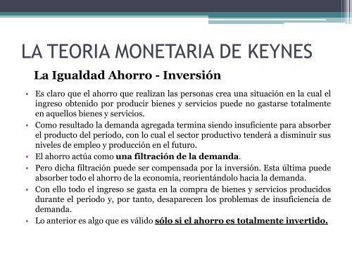 LA TEORIA MONETARIA DE KEYNES - Aprendiendo Sobre Economía