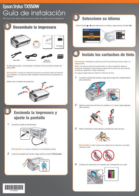 Stylus TX550W - Start Here - Epson