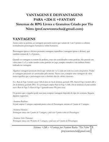 VANTAGENS E DESVANTAGENS PARA +2D6 E +FANTASY ...
