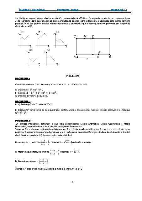 ÁLGEBRA e ARITMÉTICA – EXERCICIOS - 7 - Anglo Piracicaba