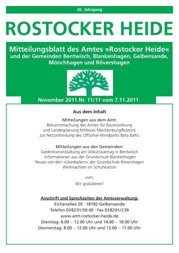 Mitteilungsblatt des Amtes - Amt Rostocker Heide