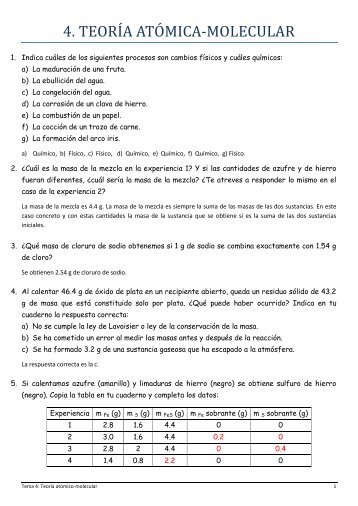 4. TEORÍA ATÓMICA-MOLECULAR - Rincon Educativo