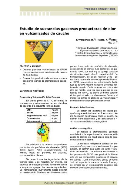 Estudio de sustancias gaseosas productoras de olor en ... - INTI